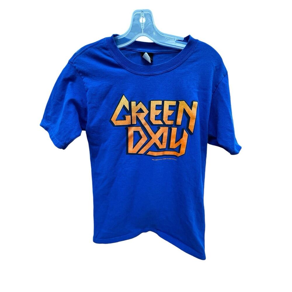 Green Day T-shirt 2004 Orange Red Sparkle Print Cinder Block Shirt Medium RARE